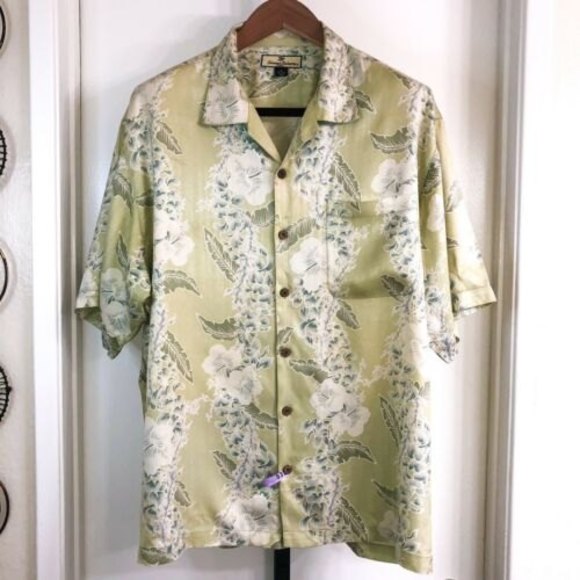 Tommy Bahama Other - Tommy Bahama Mens XL 100% Silk Green Floral Hawiian Shirt